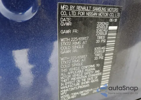 2018 Nissan Rogue S z USA, uszkodzony, nr VIN KNMAT2MT1JP608145